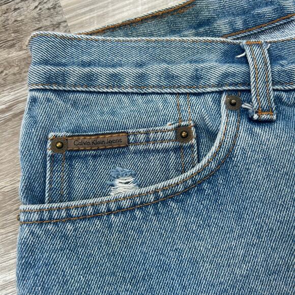 Calvin Klein Jeans Distressed High Rise Cutoff Denim Shorts | Vintage Y2K 90s - Picture 2 of 6